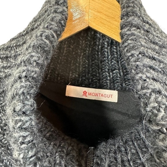 Montagut Gray Chunky Wool Cable Knit Zipper Cardigan Sweater Coat, M - Picture 5 of 9